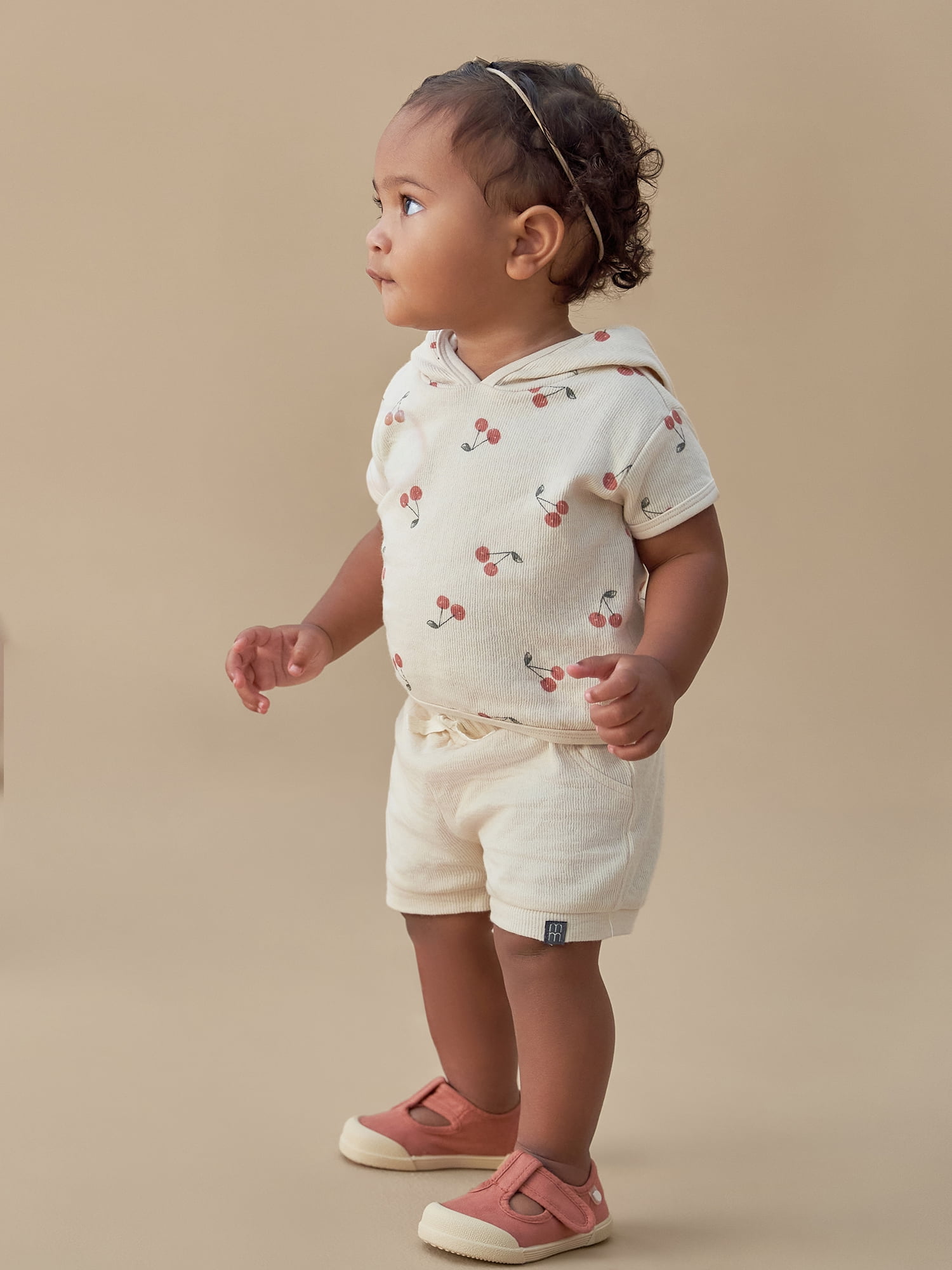 Modern Moments by Gerber Baby Neutral Organic Hooded Short Sleeve Top, Sizes 0/3 Months - 24 Months