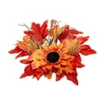 thumbnail image 2 of Aoznliie Fall Candle Ring Wreath, Maple Leaf Pinecone Berry Wreath for Fall Home Decor, 13 inch Thanksgiving Halloween Centerpieces for Table, Orange, 2 of 7