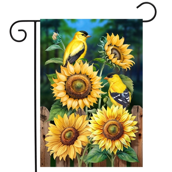 Briarwood Lane Summer Garden Flag 12x18 For Outdoor Goldfinch Gathering For Summer Garden Flag Flags For Outside
