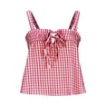 thumbnail image 3 of tarylea Womens Tank Tops Square Neck Sleeveless Plaid Camisoles Summer Cute Backless Vest Shirt, 3 of 6
