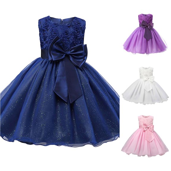 Girls' Summer Rose Party Dress Toddler & Kids' Puff Sleeve Evening Gown for Performance Girls Holiday Dress Size 8 7-8 Years