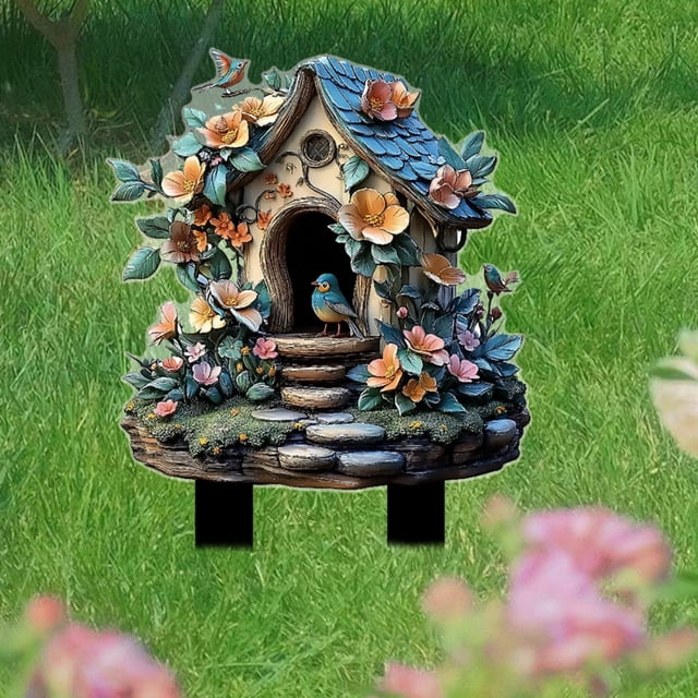 Flores florecientes 2D planas de acrílico para suelo, inserto para jardín, decoración en maceta para jardín