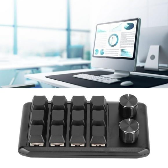 Mini 12 Key Keypad, Programmable Gaming Keyboard, 2 Knobs Macro Keypad Red Switch Mini Custom Keypad Shortcut Keys For PC Gaming Multimedia