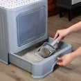Upgrade Large Foldable Cat Litter Box with Lid Top Entry Kitty Litter