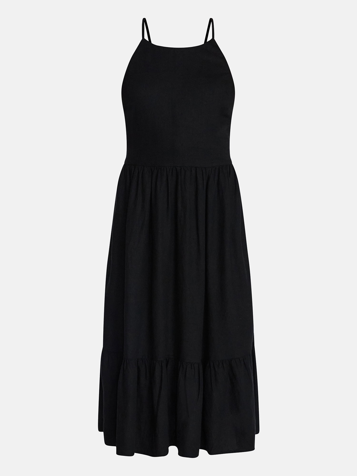 Time and Tru Women's Linen Blend Lace Up Halter Dress, Sizes XS-XXXL