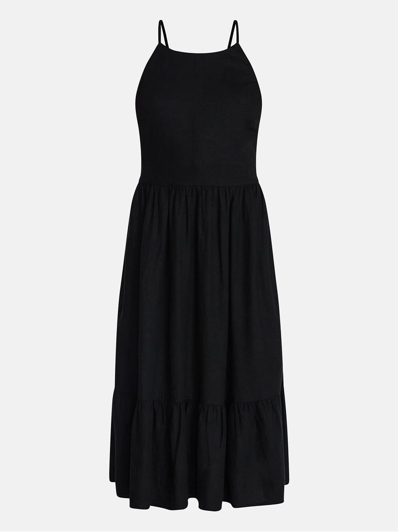 Time and Tru Women's Linen Blend Lace Up Halter Dress, Sizes Xs-xxxl