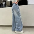 thumbnail image 5 of Girls'Fashion Jeans Denim Elastic Wasit Wide Leg Pants for Teens Girls Clothes Size 8-9 Years Girls Fashion, 5 of 9