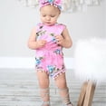 thumbnail image 2 of Douhoow Baby Girl Romper Summer Newborn Sleeveless Tassel Floral Jumpsuit + Headband, 2 of 6