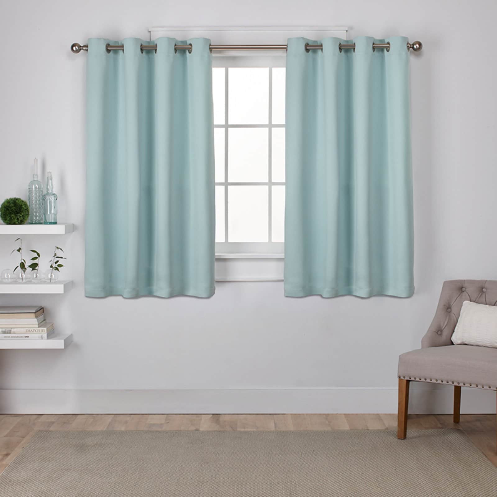 Exclusive Home Sateen Twill Woven Room Darkening Blackout Grommet Top Curtain Panel Pair, 52"x96", Blush
