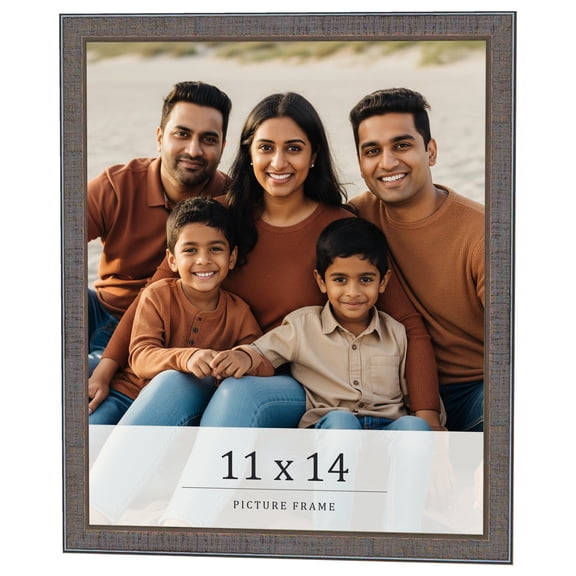 11x14 Frame Blue Kingsley Pewter Solid Wood Picture Frame Width 0.75 Inches |Interior Depth 0.5