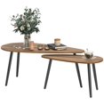 thumbnail image 1 of Industrial Nesting Coffee Table Set - Brown Living Room Tables with Steel Legs & Waterdrop Design - 39.4" x 19.7", 1 of 7