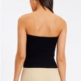 thumbnail image 3 of Top de tubo de punto con nudo torcido en la parte delantera, sin espalda, corte ajustado, Top corto sin tirantes de Color puro para fiesta de viaje diario, 3 of 7