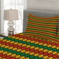 thumbnail image 2 of Ambesonne Rasta Quilted Coverlet 3 Pcs, Triangle Inspired Shapes, Queen Size, Marigold Orange, 2 of 4
