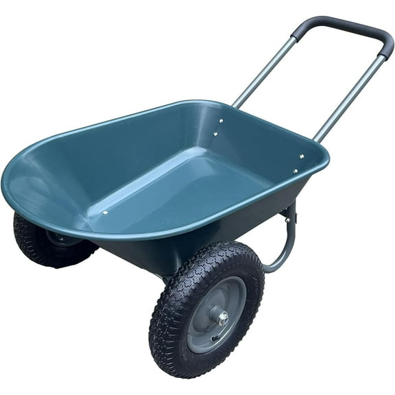 Riedhoff Garden Utility Cart with Dual Wheels & Stand, Heavy Duty Trolley, Green