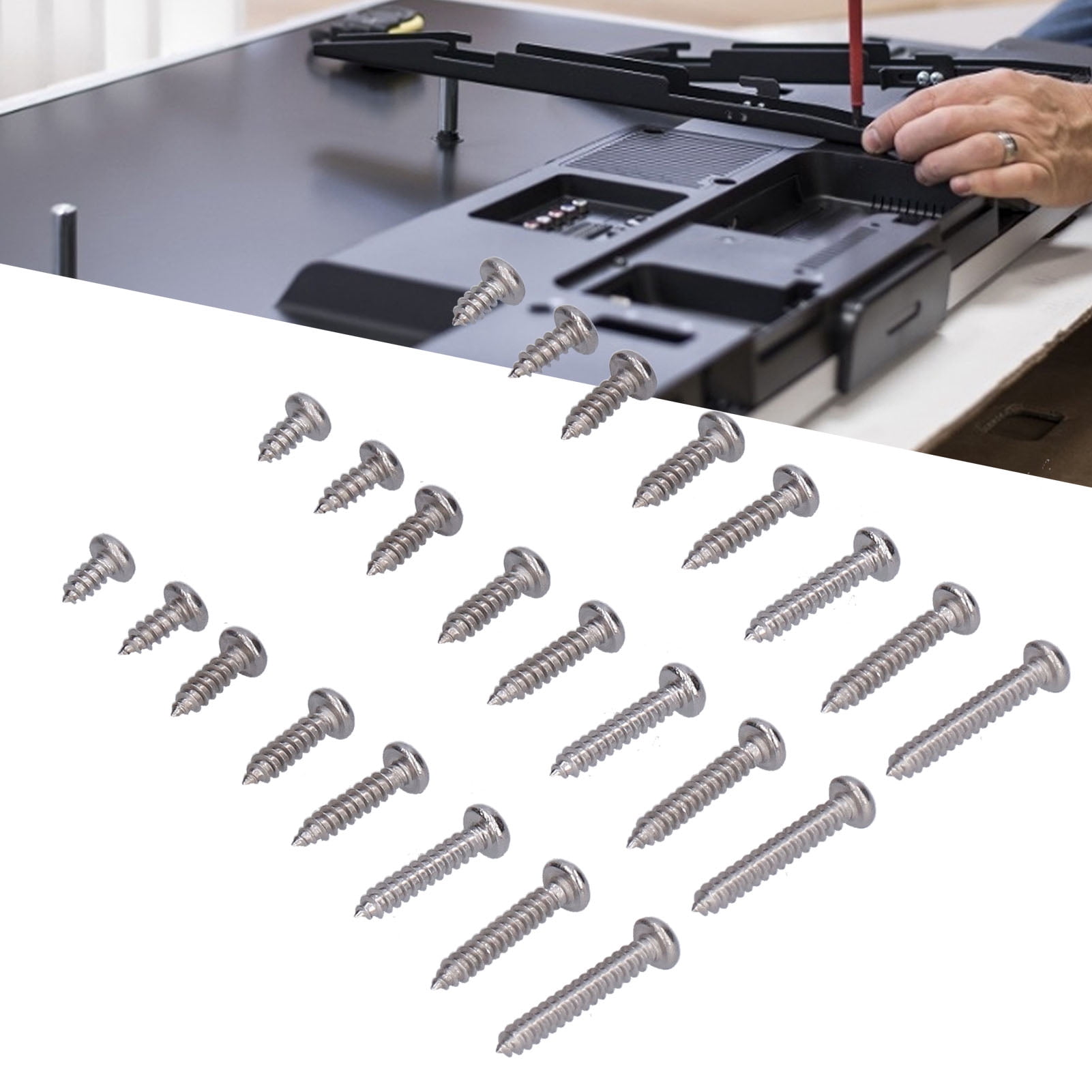 200Pcs Stainless Steel Pan Flat Head Self-Tapping Screws Assortment Kits Supply 