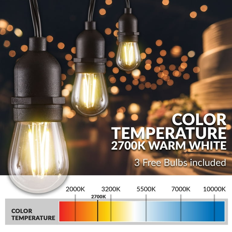 Newhouse Lighting 48ft String Lights 15 Sockets Warm White LED Bulbs Newhouse Lighting 48ft String Lights 15 Sockets Warm White LED Bulbs