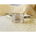 thumbnail image 2 of HeartsAndYou 1.9ct Engagement Ring for Women Emerald Cut Moissanite Solitaire Design 18k White Gold over Silver, 2 of 9