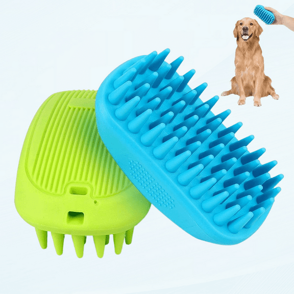 2 Pack Dog Bath Brush,Rubber Dog Shampoo Grooming Brush,Silicone Pet Wash & Massage Brushes,Dog Shower Wash Curry Brush for Long Short Hair,Medium Large Cats Soft Shedding Bathing Brush