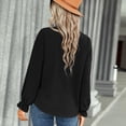 thumbnail image 3 of Blusa Color puro Manga larga Cuello en V Botones Tops casuales de moda para mujer Negro XL, 3 of 8