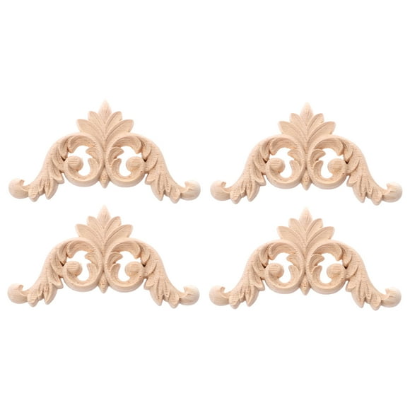 EeaseMX 4 apliques decorativos de madera para muebles, apliques tallados, apliques artesanales