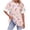 #242-Pink, variant on Women's Boho Print Crew Neck Striped Short Sleeve Blouse Lightweight Breathable Plus Size Summer Top