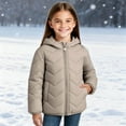 thumbnail image 2 of Busydd Girls Winter Coat 1-13 Years Comfortable Warm Solid Color Long Sleeve Boys Winter Coat Casual Hooded Zipper Puffer Jacket Little Girls Clothes with Pockets 7-8 Years, 2 of 8