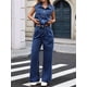 thumbnail image 4 of Mono Vaquero Sin Mangas para Mujer, Camiseta Sin Mangas con Botones, Pantalones Vaqueros Acampanados de Pierna y Pantalones Vaqueros de Campana. Azul XL, 4 of 9
