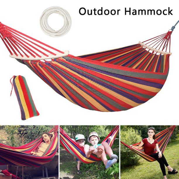 Outdoor Patio Cotton Rope Hammock Hanging Swing Camping Canvas Bed Double/Single 