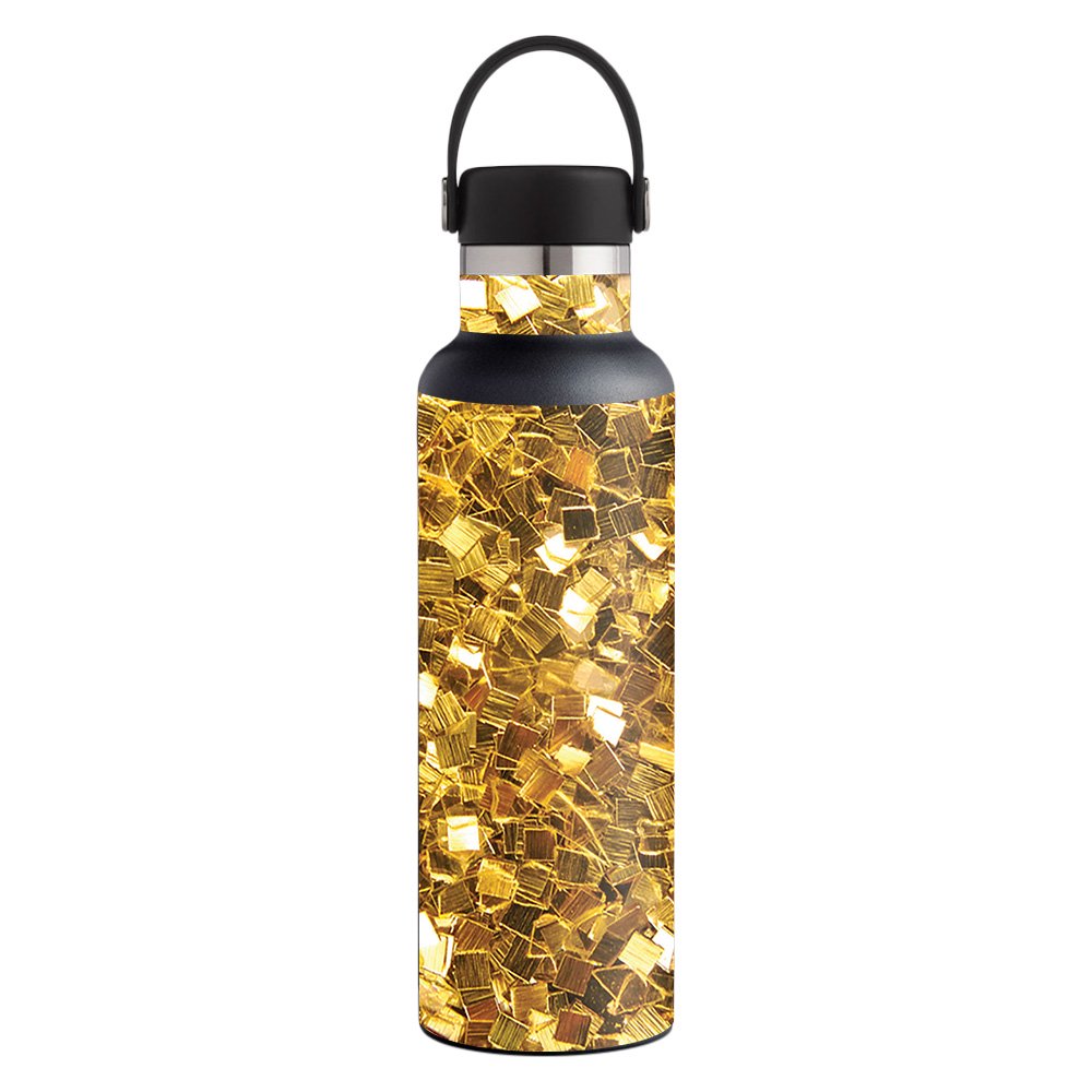 Skin Decal Wrap for Hydro Flask 21 oz. Standard Mouth sticker Gold