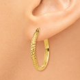 thumbnail image 3 of Real 14kt Yellow Gold Diamond-cut 2.8x25mm Hollow Hoop Earrings; for Adults and Teens; for Women and Men, 3 of 4