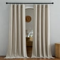 thumbnail image 4 of NICETOWN Linen Curtains 84 inch Length, Semi Sheer Linen Light Filtering Farmhouse Curtains Rod Pocket Back Tab Privacy Faux Linen Drapes for Bedroom Living Room, 52"x84", Oatmeal, 2 Panels, 4 of 9