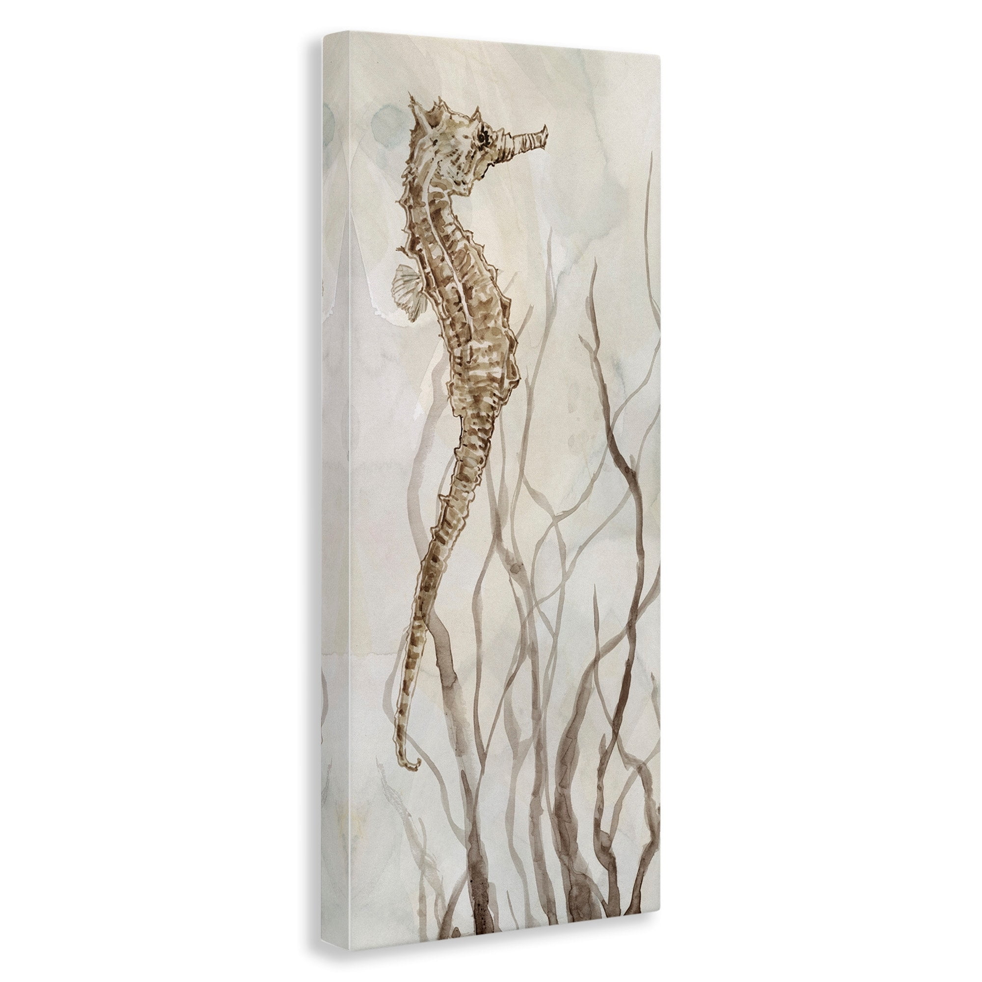 Stupell Industries Vigilant Seahorse Wildlife Ocean Seaweed Watercolor Painting,20 x 48, Design by Carol Robinson