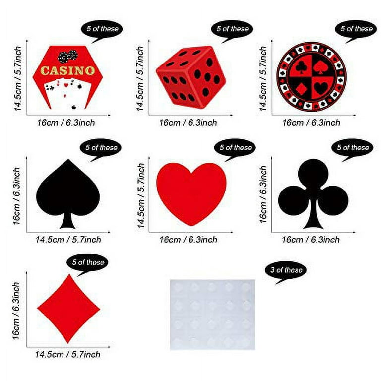 Las Vegas Casino Party DIY Cutout Decorations 35 Pieces Playing Card Sign  for Birthday Baby Shower School Classroom Welcome Back Party Supplies 