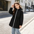 thumbnail image 5 of LRen Teens Hooded Windbreaker Jacket Drawstring Waist Long Coat, Lightweight Zip Up Spring Fall Outerwear for Big Kids, School Daily Wear, 5 of 6
