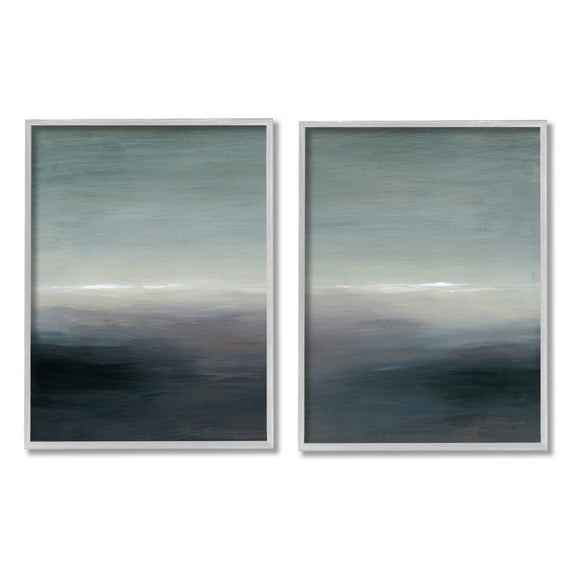 Stupell Industries Dark Horizon Landscape Scene Painting Gray Framed Art Print Wall Art, Set of 2, Design by Grace Popp