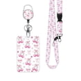 thumbnail image 2 of Paquete de 2 Porta Credencial Retráctil con Clip y Cordón, Cordón con Estampado de Cereza y Lazo Rosa con Soporte para Credencial de Identificación, 2 of 5