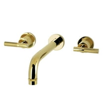 Kingston Brass KS8022KNL Convergent Two-Handle 3-Hole Wall Mount Roman Tub Faucet with Knurled Handle in Polished Brass