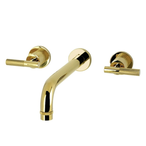 Kingston Brass KS8022KNL Convergent Two-Handle 3-Hole Wall Mount Roman Tub Faucet with Knurled Handle in Polished Brass