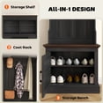 thumbnail image 3 of HOMCOM 3-in-1 Hall Tree with Shoe Storage, Standing Coat Rack with Shoe Bench, Entryway Furniture with Five Hooks, Black Wood Grain, 3 of 9