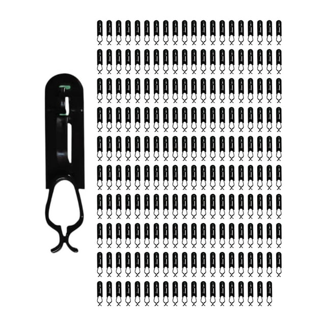 200 ganchos para luces navideñas, fáciles de instalar para decoración de ceremonias y festividades. Negro