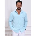 thumbnail image 4 of DARING DIVA Men's Plaid Textured Casual Long Sleeve Button Down Shirt S Sky Blue, 4 of 7