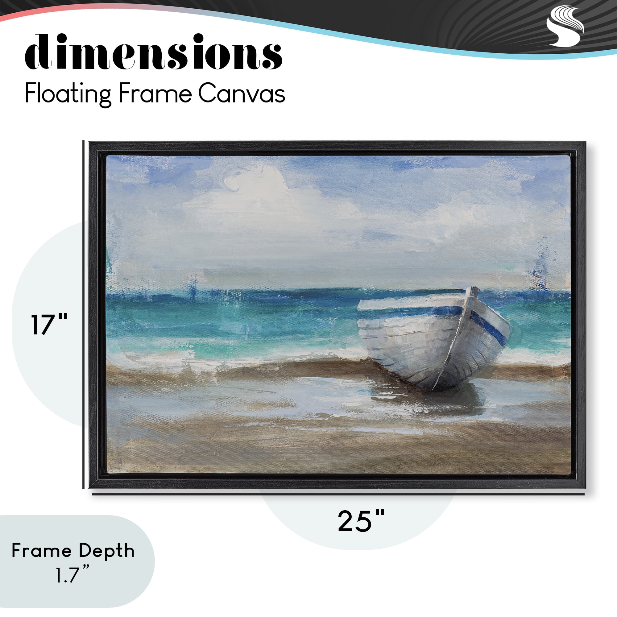 Stupell Industries Painterly Boat On The Shore Black Framed Floater Canvas Wall Art, design by Cloverfield & Co.