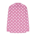 thumbnail image 4 of EchfiProm Tops Womens Pink Y2k Comfy Loose V Neck Polka Dot Long Sleeve Shirts, 4 of 5