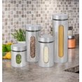 thumbnail image 3 of Estilo 4 Piece Brushed Stainless Steel and Glass Canisters with Window, Silver, 3 of 3