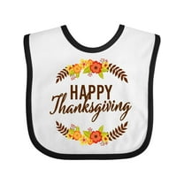 Inktastic Happy Thanksgiving with Fall Floral Boys or Girls Baby Bib
