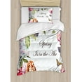 thumbnail image 1 of Spring Duvet Cover Set Twin Size, Hyacintha Flowers Rabbits Orchid Butterfly Leaves Botany Bouquet Watercolor Art, Decorative 2 Piece Bedding Set with 1 Pillow Sham, Multicolor, by Ambesonne, 1 of 3