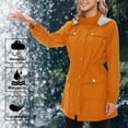 thumbnail image 7 of YDFCWXW Long Rain Coat for Women Packable Rain Jacket Womens Waterproof Raincoat Lightweight Hooded Windbreaker Trench Coat Orange, L, 7 of 7