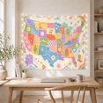 thumbnail image 5 of Pastel United States Map With State Icons, Playful Illustration Style for Kids, Educational Wall Art, Back To School Gift Tapestry Wall Hanging for Classroom and Playroom, 5 of 7