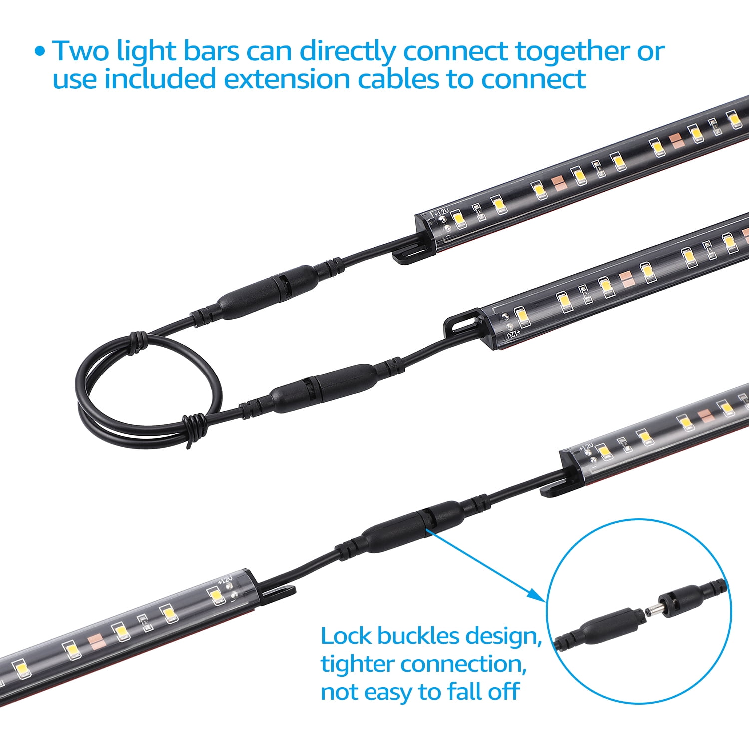 LED Safe Lighting Kit for Under Cabinet, Gun Safe, Shelf, Showcas, (4) 12 Inch Linkable Light Bars + Rocker Switch + UL Adapter, 5000K Daylight, Pack of 4