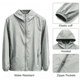 thumbnail image 6 of Zylanna Men's Hooded Windbreaker Bomber with Zipper Pockets, Lightweight Full Zip Outdoor Waterproof Hiking Jackets for Outdoor Gray, 6 of 9